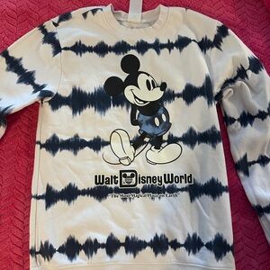 Disney White & Navy Tie-Dye Mickey Crewneck Sweatshirt